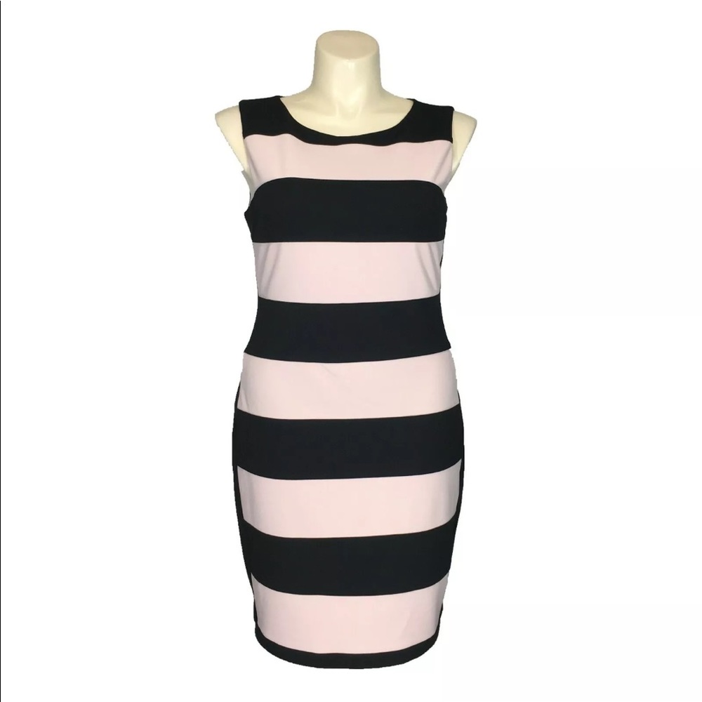 Calvin Klein‎ 14 XL Dress Black Blush Pink Stripe